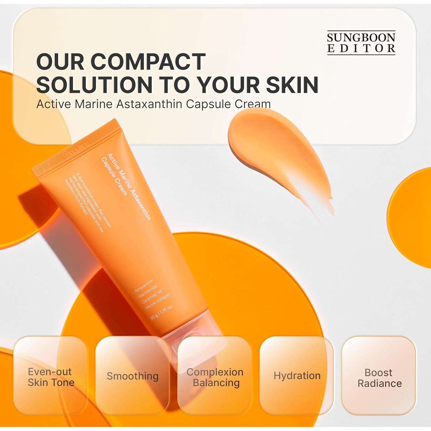 Crema Facial Sungboon Active Marine Astaxanthin 50ml - Hidratante y Aclarante