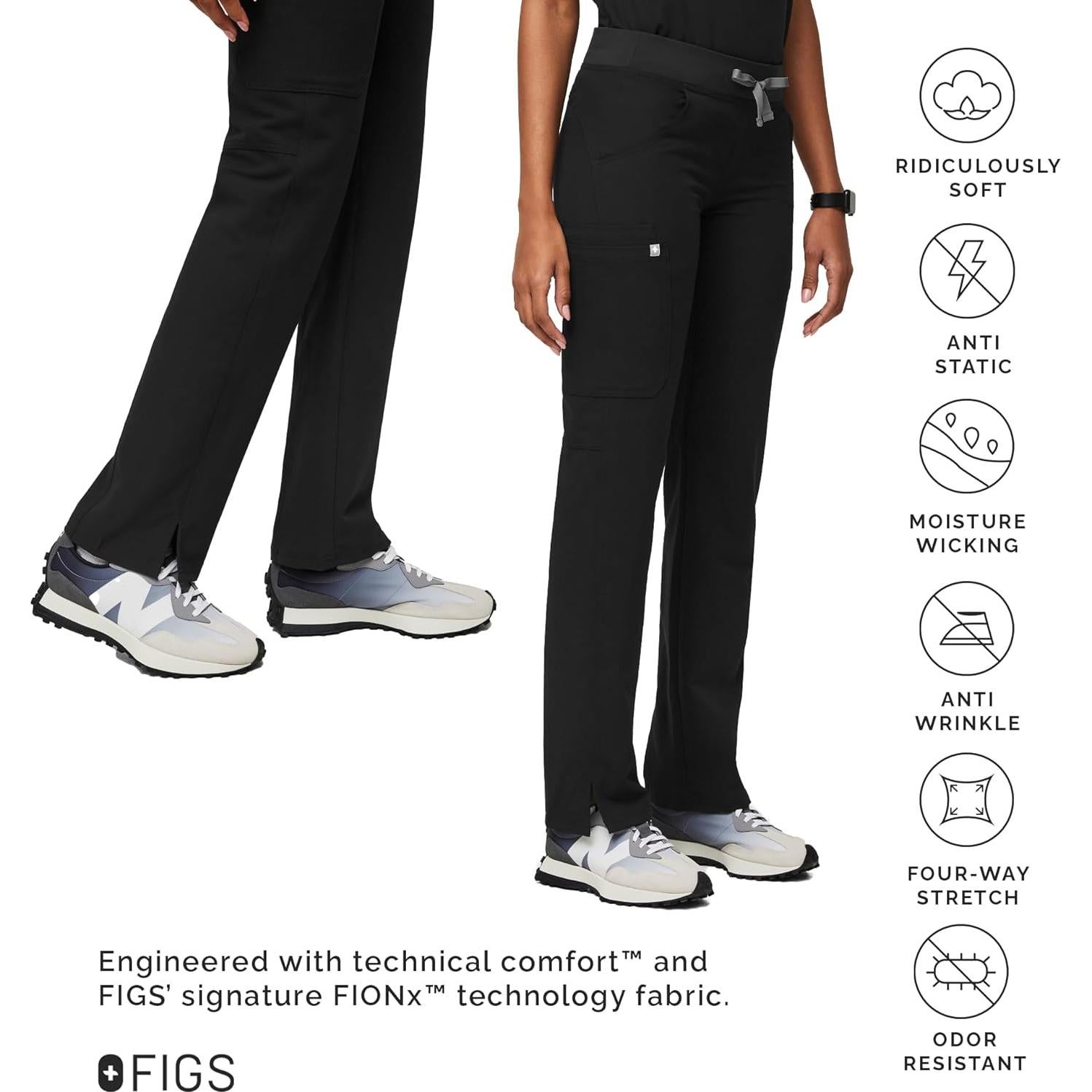 Pantalones de Scrub Cargo FIGS Kade para Mujeres - Negro, 4 Bolsillos