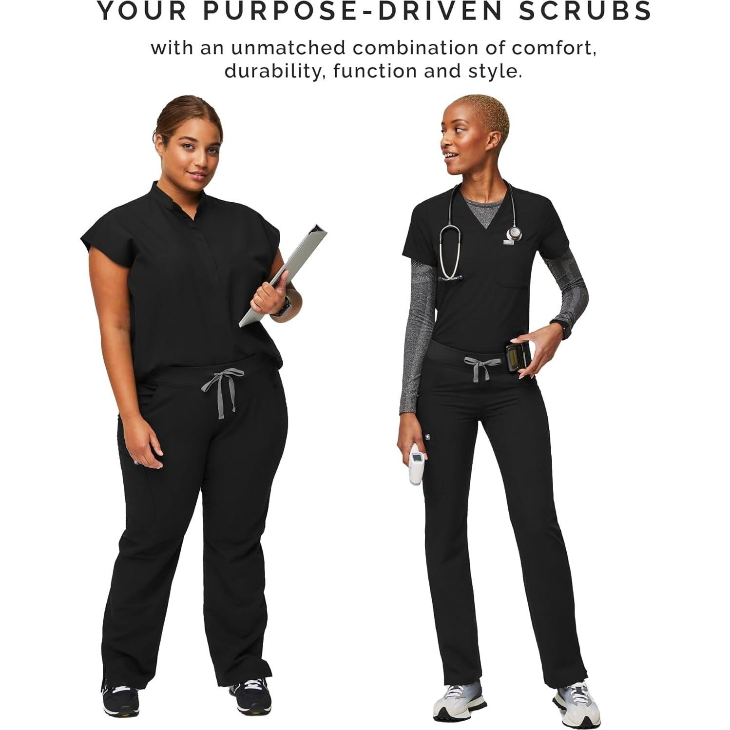 Pantalones de Scrub Cargo FIGS Kade para Mujeres - Negro, 4 Bolsillos