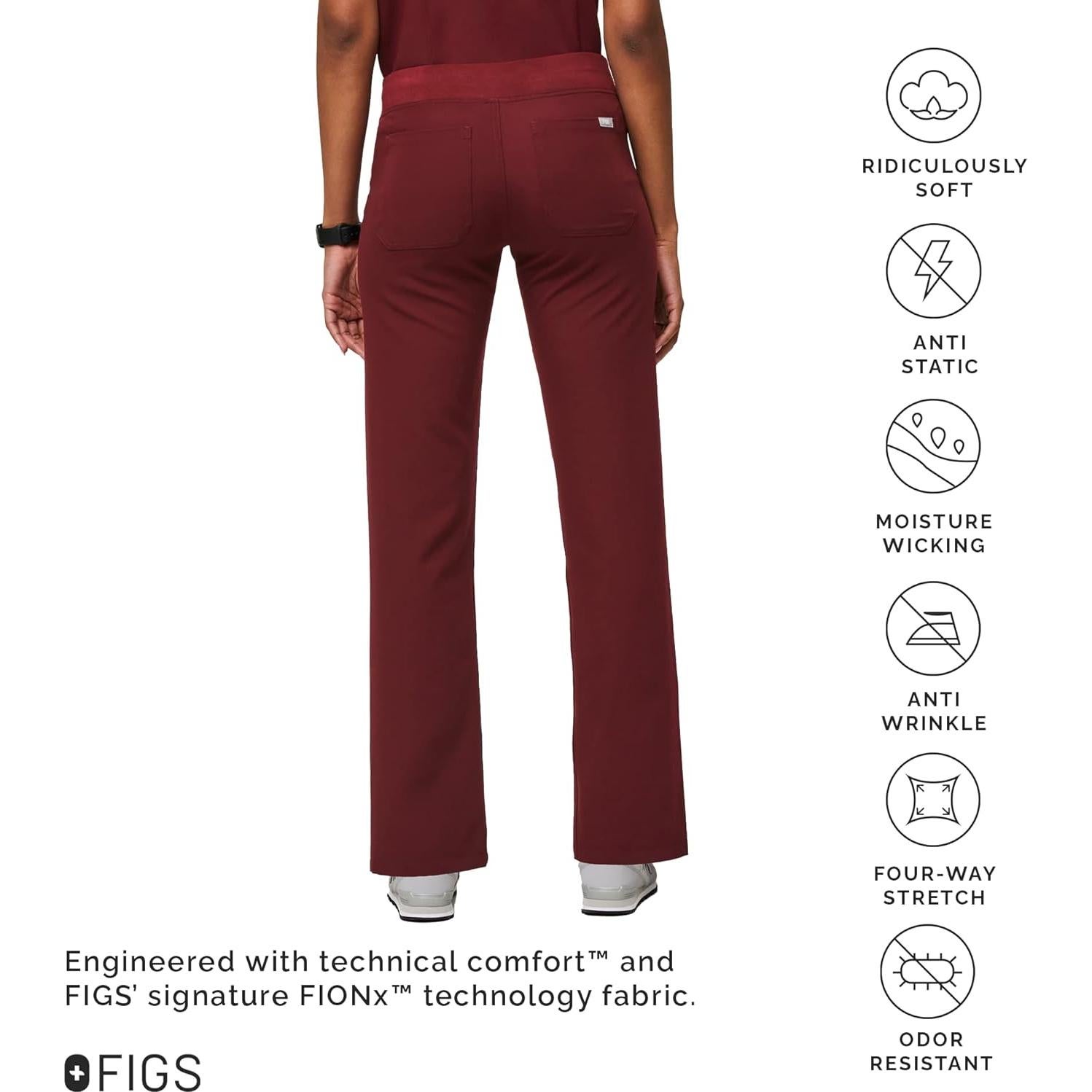 Pantalones de Scrubs FIGS Livingston para Mujeres - Burdeos, Grande