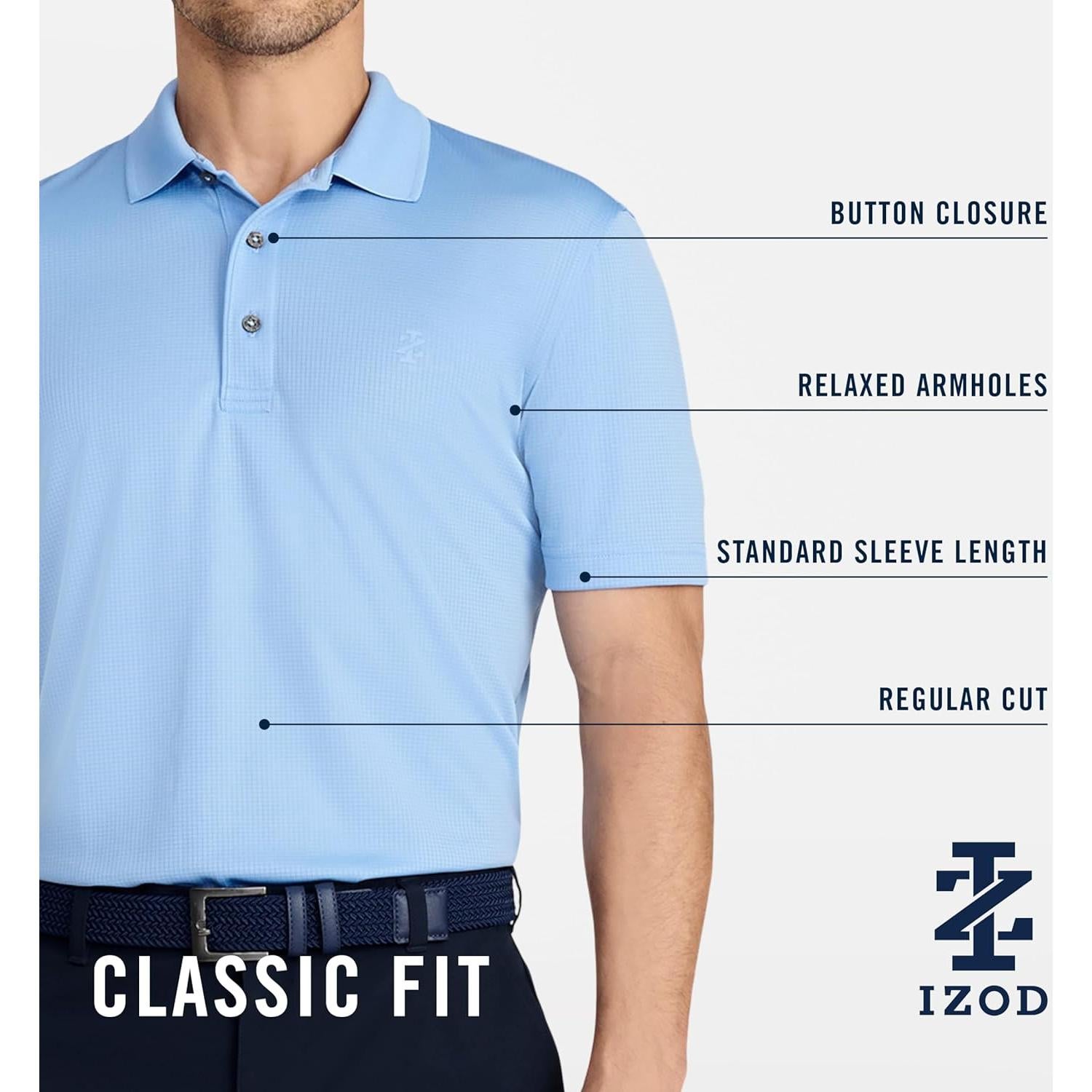 Camisa Polo de Golf IZOD para Hombre UPF-15 Manga Corta