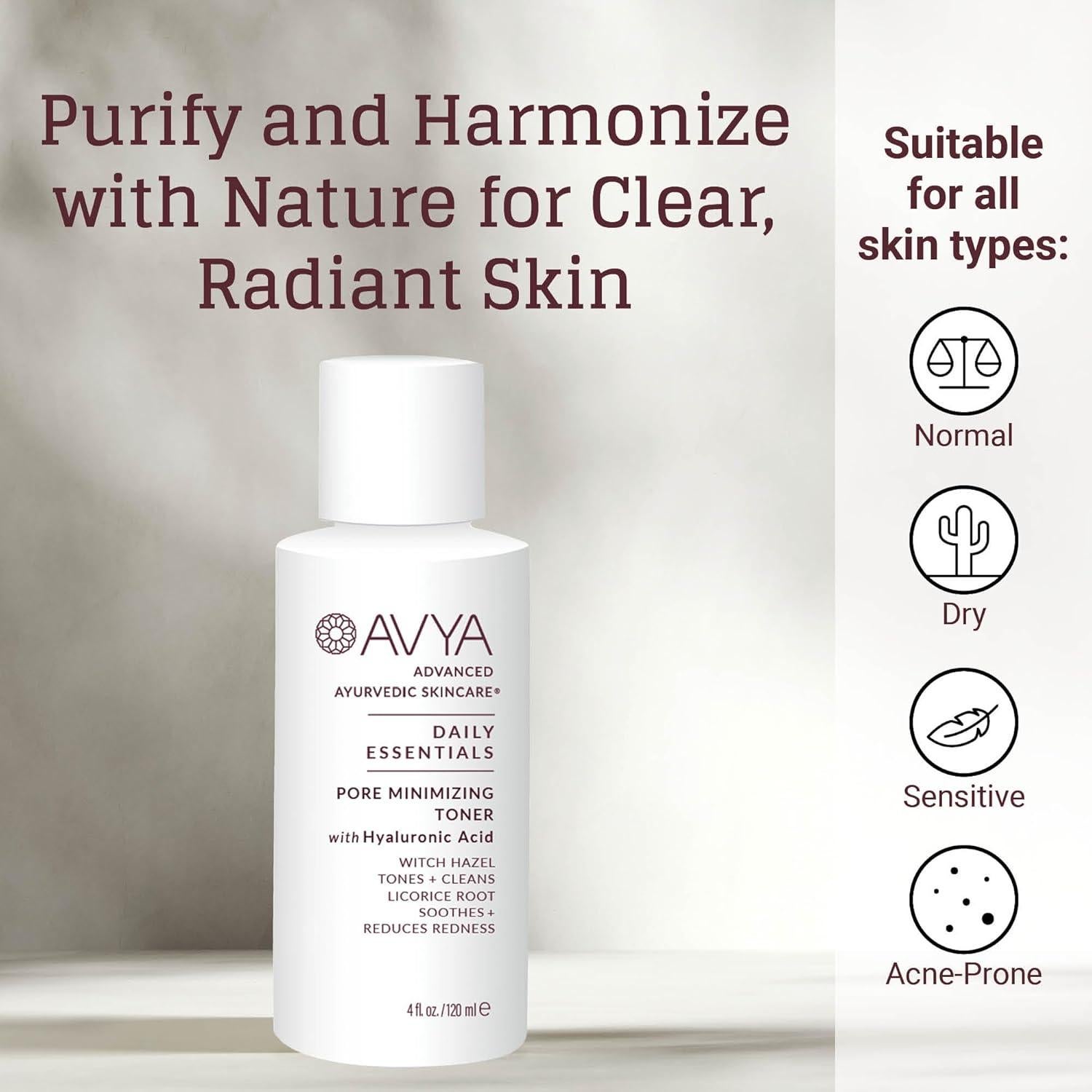 Tónico Minimizador de Poros Avya 29.57 ml - Ácido Hialurónico