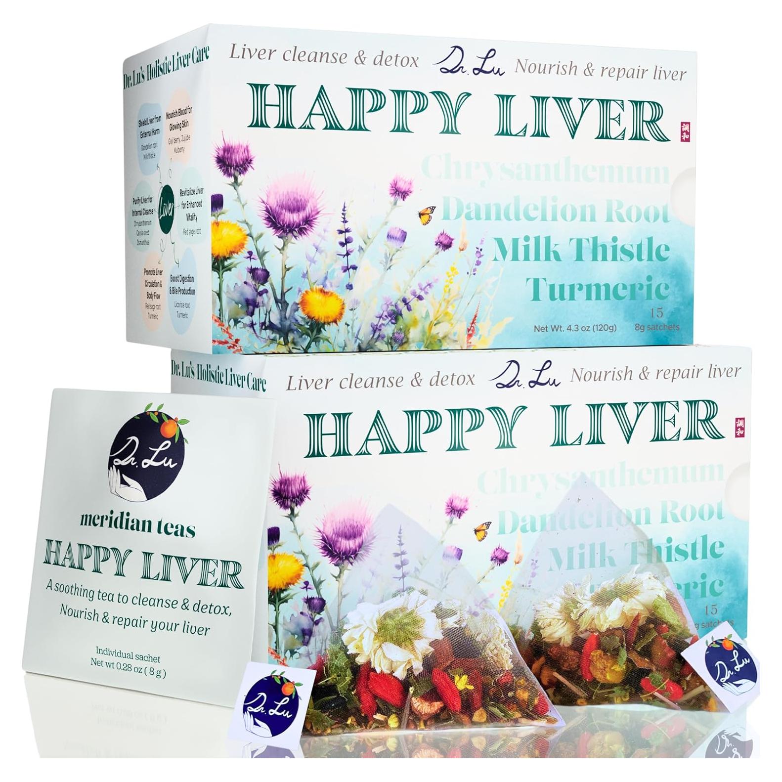 Té Feliz para el Hígado Dr. Lu - 2 Paquetes 100% Natural