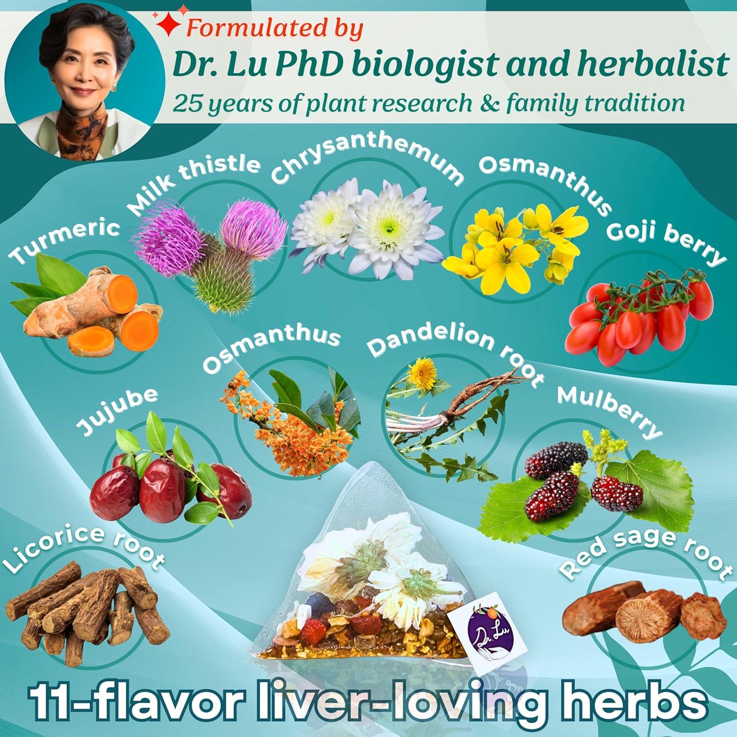 Té Feliz para el Hígado Dr. Lu - 2 Paquetes 100% Natural