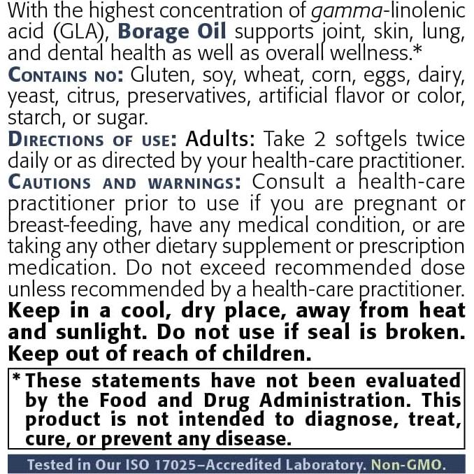 Suplemento Aceite de Borraja Orgánico 1200 mg Nuevas Raíces