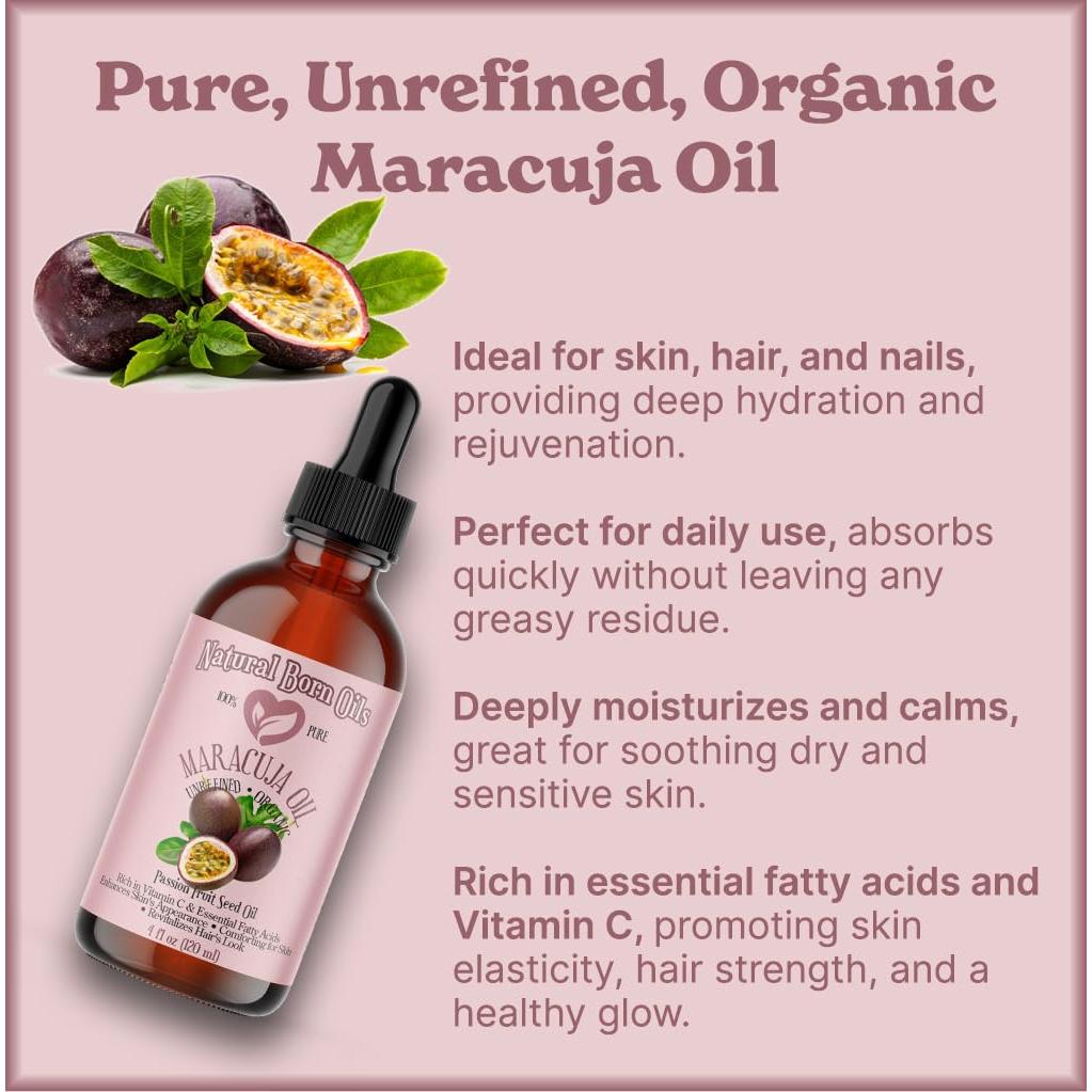 Aceite de Maracuyá Orgánico Natural Born Oils 473ml Prensado en Frío