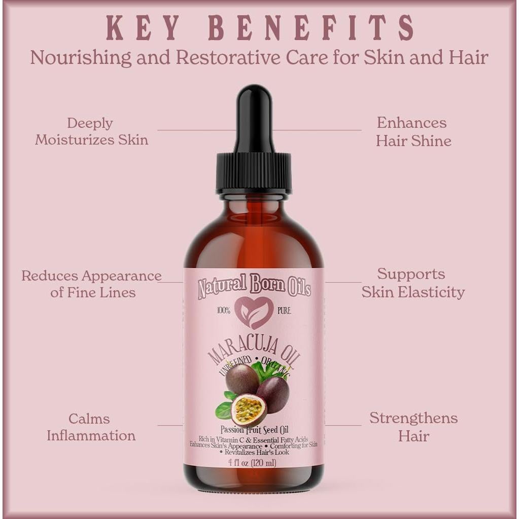 Aceite de Maracuyá Orgánico Natural Born Oils 473ml Prensado en Frío