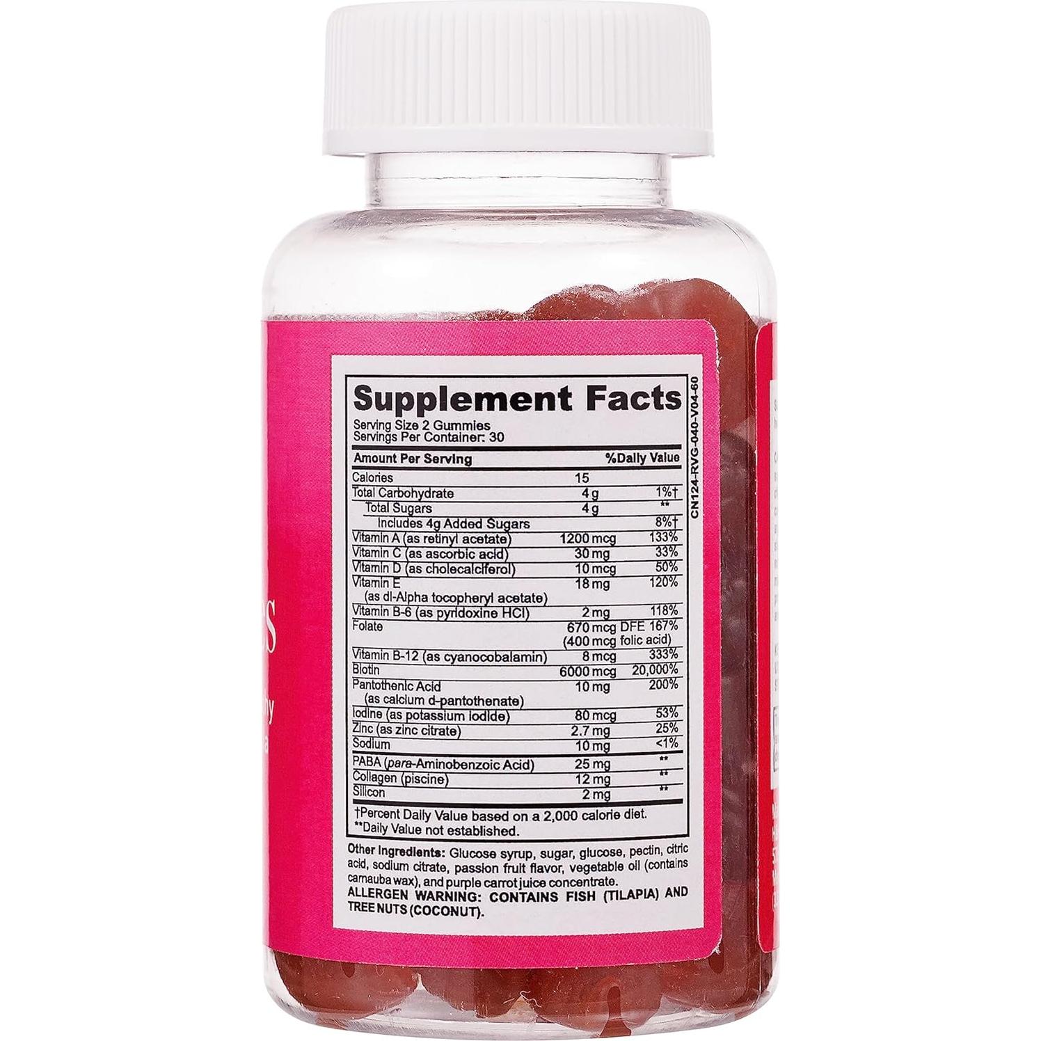 Vitaminas Gummy Biotina Beauty Bites 6000 mcg - Suplemento Cabello y Piel