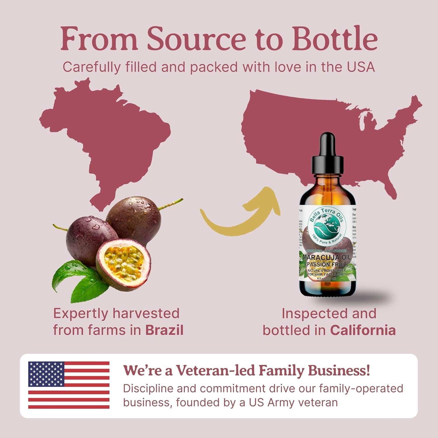 Aceite de Maracuyá Bella Terra 236.6 ml - Hidratante Natural