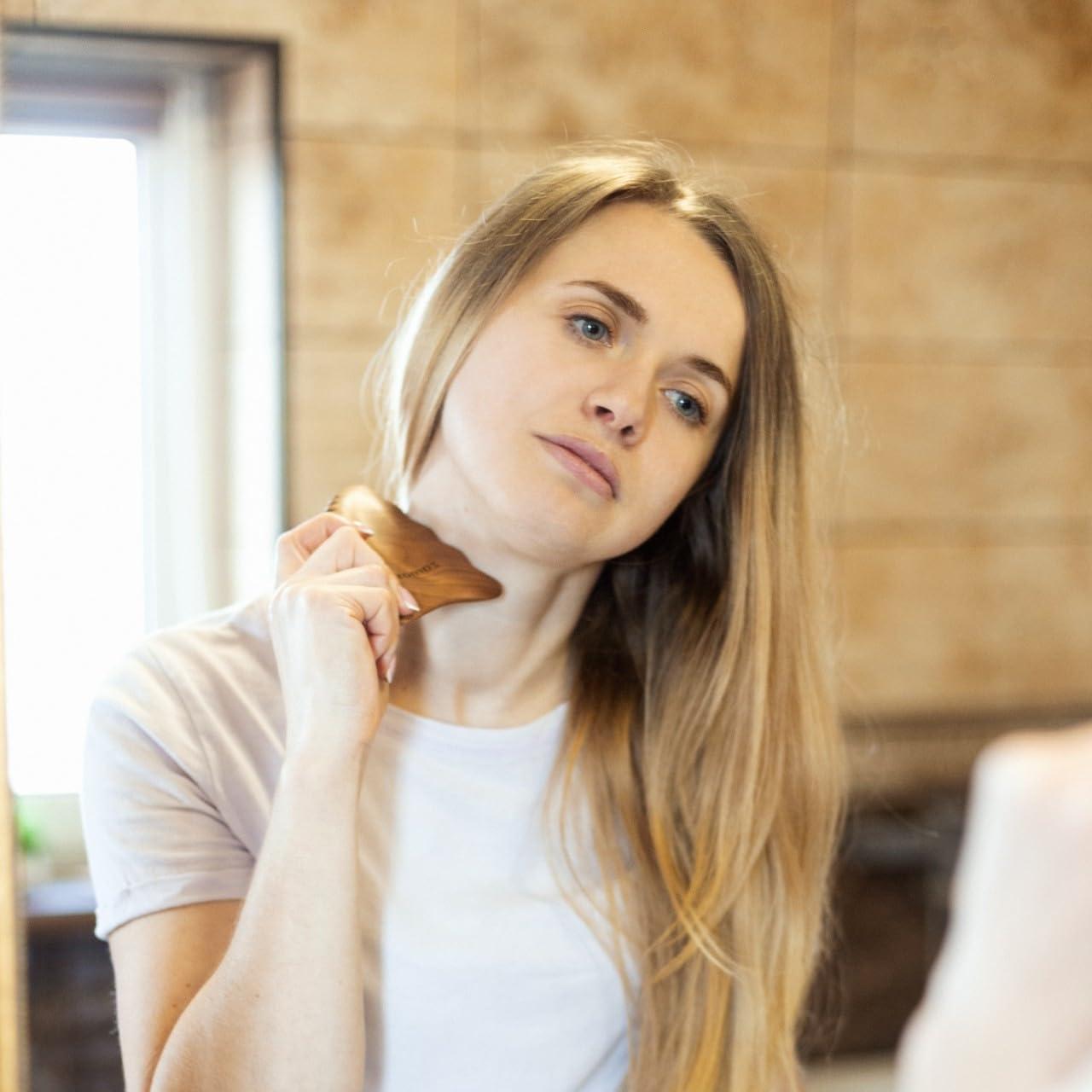 Masajeador Gua Sha de Madera ZAMASMEL Pera 11x7cm Antienvejecimiento