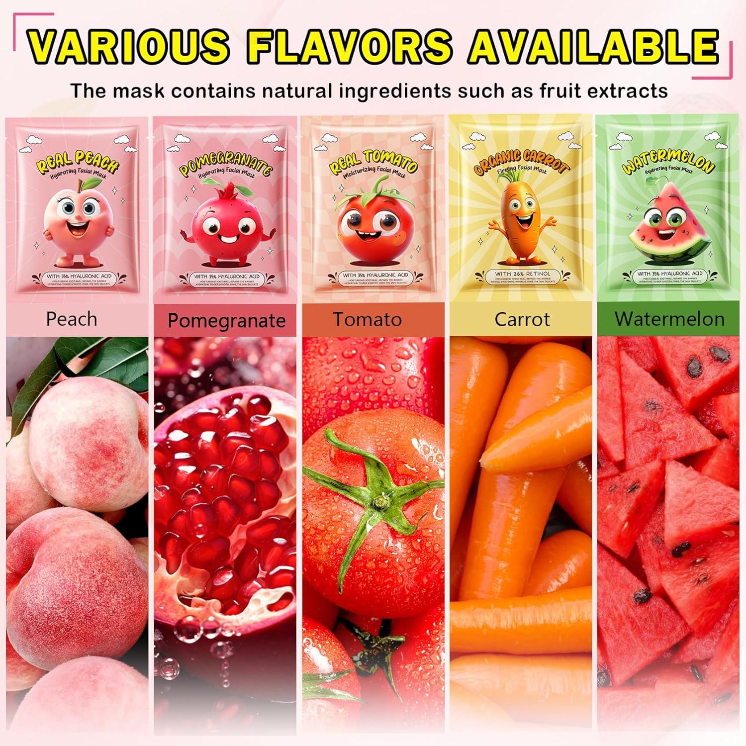 Paquete de 10 Mascarillas Faciales de Frutas LZXLUKGIR