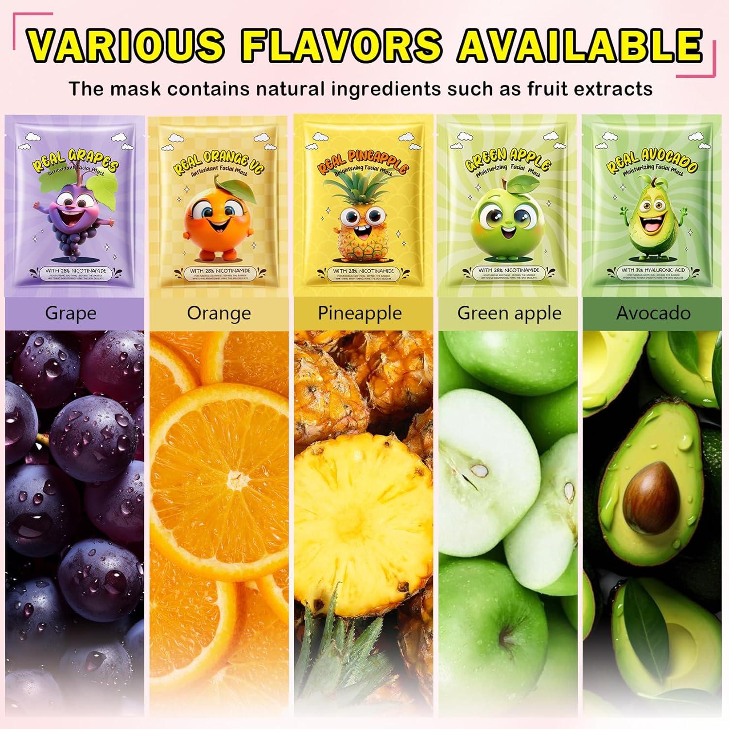 Paquete de 10 Mascarillas Faciales de Frutas LZXLUKGIR