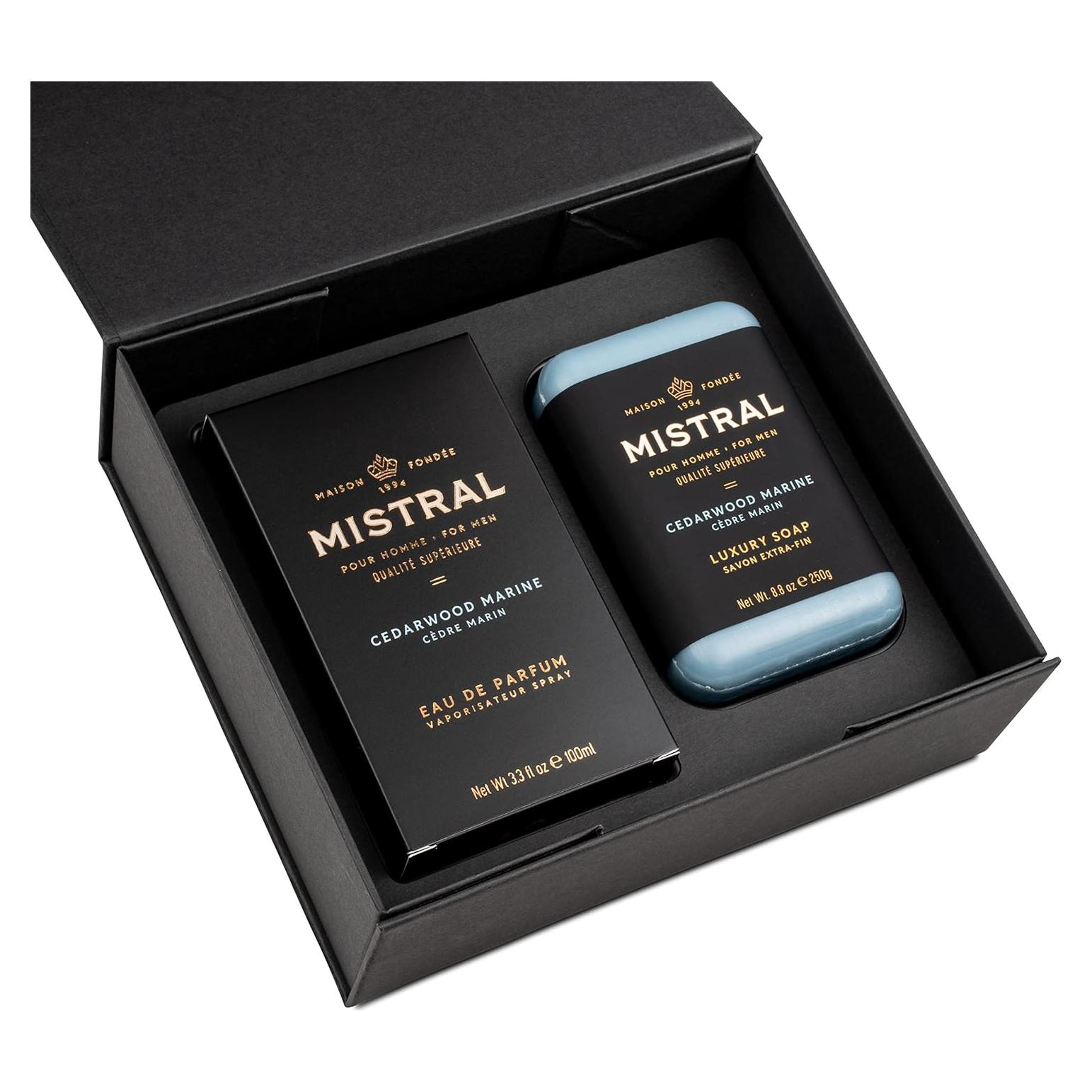 Conjunto de Regalo Mistral: Colonia 100ml y Jabón 250g Madera de Cedro
