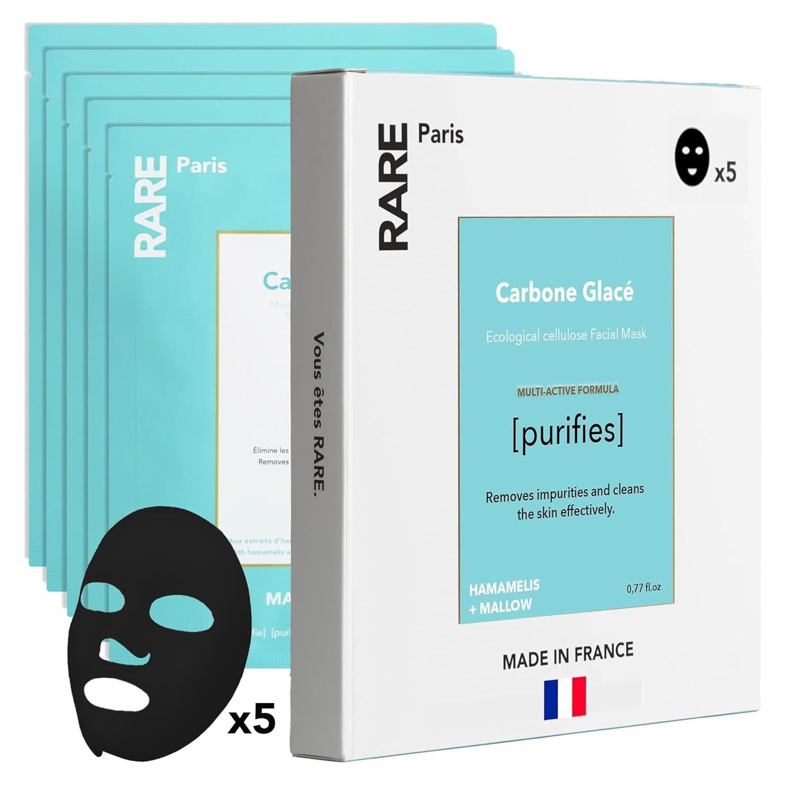 Mascarilla Facial RARE Paris Carbone Glacé - 5 Unidades