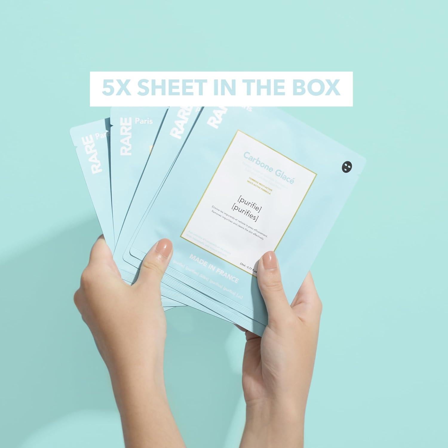 Mascarilla Facial RARE Paris Carbone Glacé - 5 Unidades