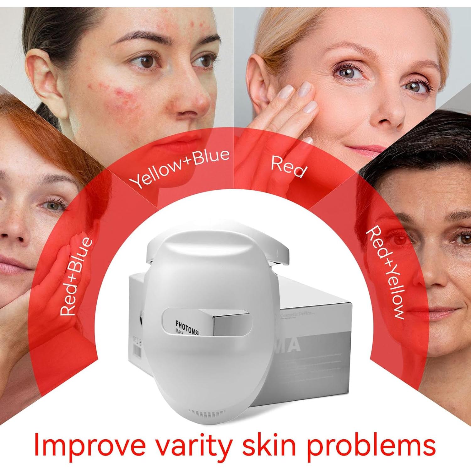 Máscara Facial LED Nualux HK-207 - Terapia de Luz Roja y Azul