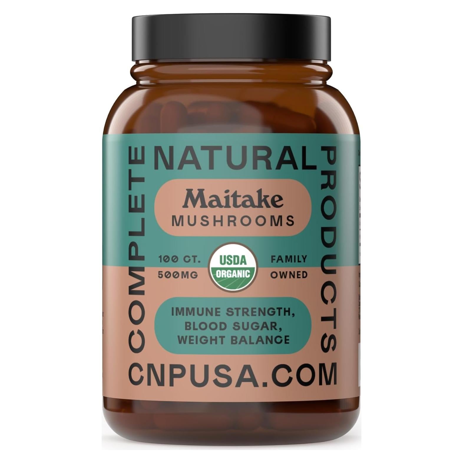 Cápsulas de Champiñón Maitake Orgánico Complete Natural - 100ct