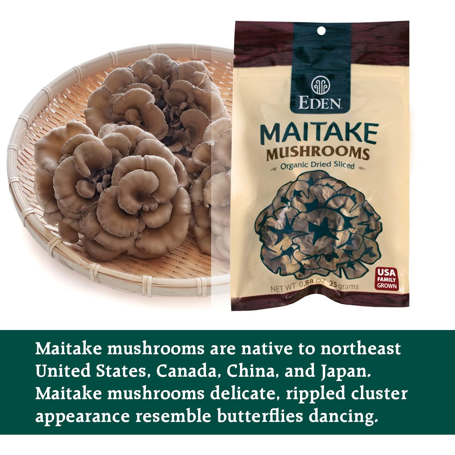 Champiñones Maitake Orgánicos Eden Secos en Rodajas 25g