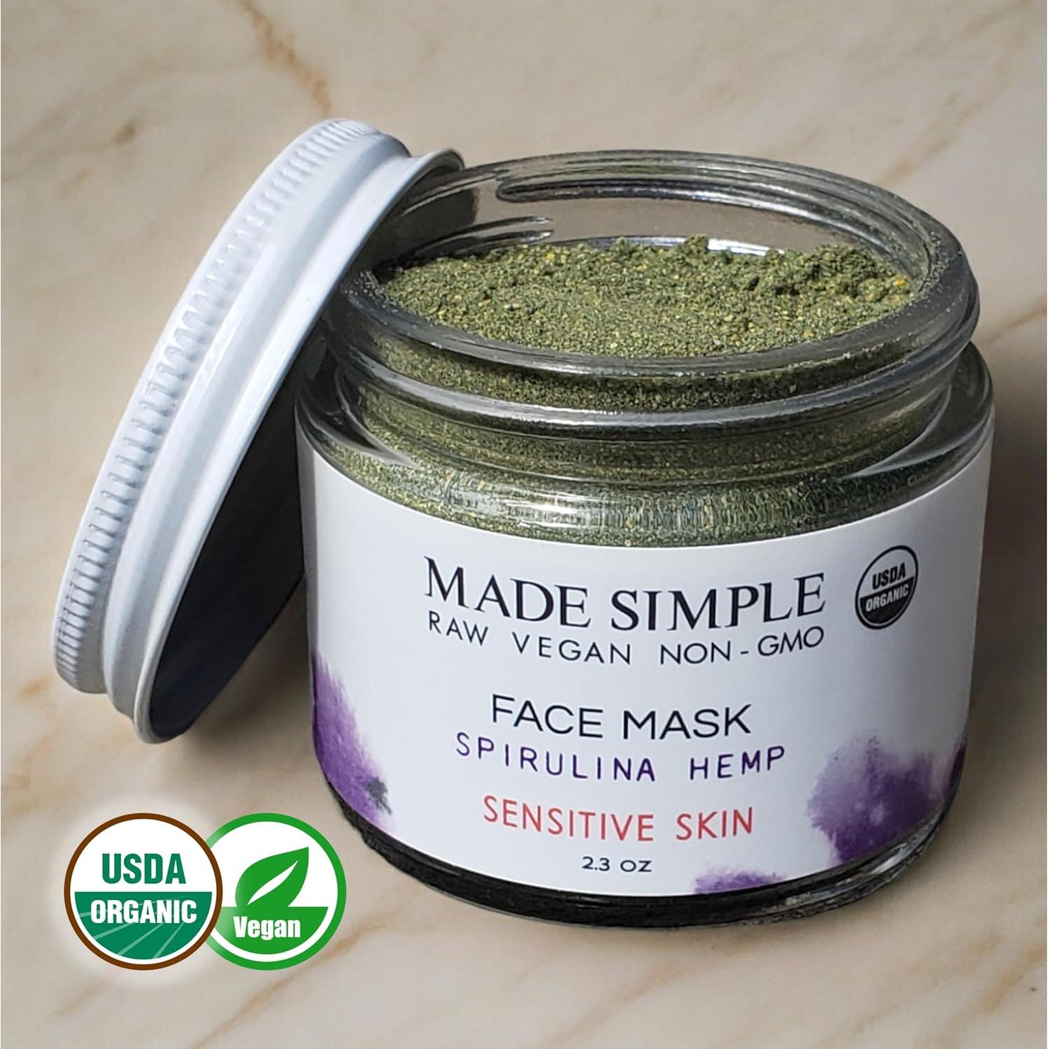 Mascarilla Facial Orgánica de Spirulina para Piel Sensible - Vegana