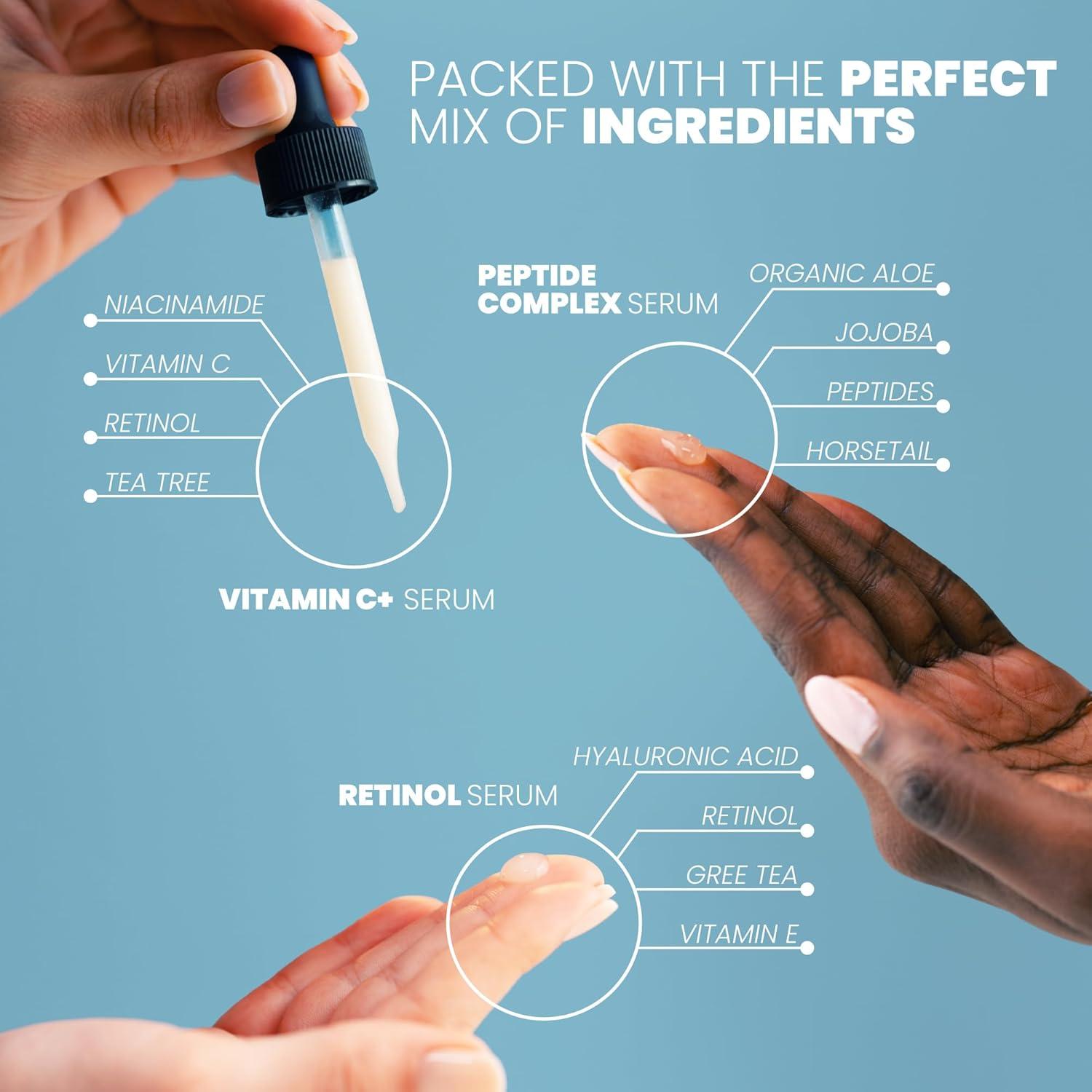 Conjunto de Sueros Faciales Antienvejecimiento Eva Naturals - 3 x 30 ml