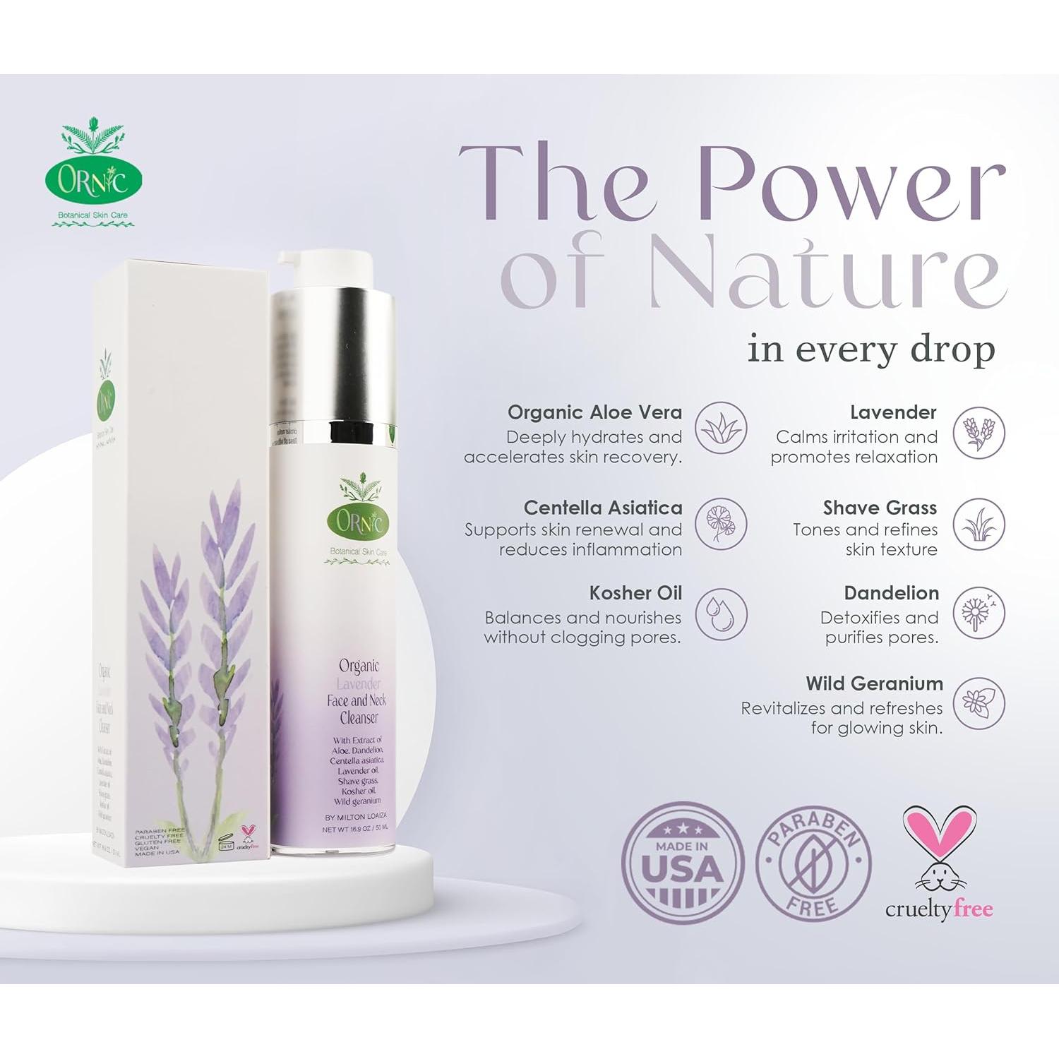 Limpiador Facial Orgánico Ornic con Aloe Vera y Lavanda 142g