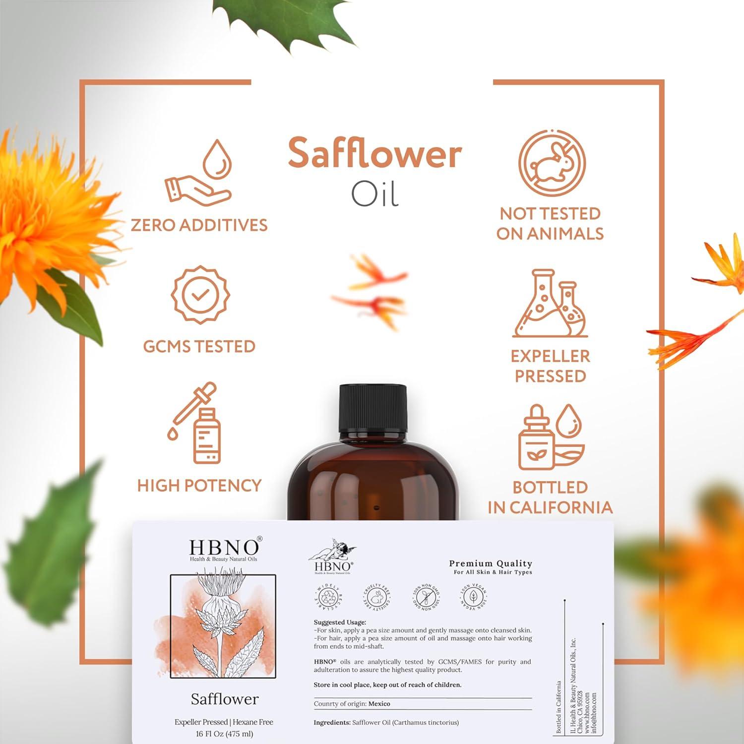 Aceite de Cártamo Orgánico HBNO 475ml - Alto Oleico para Cuidado Personal