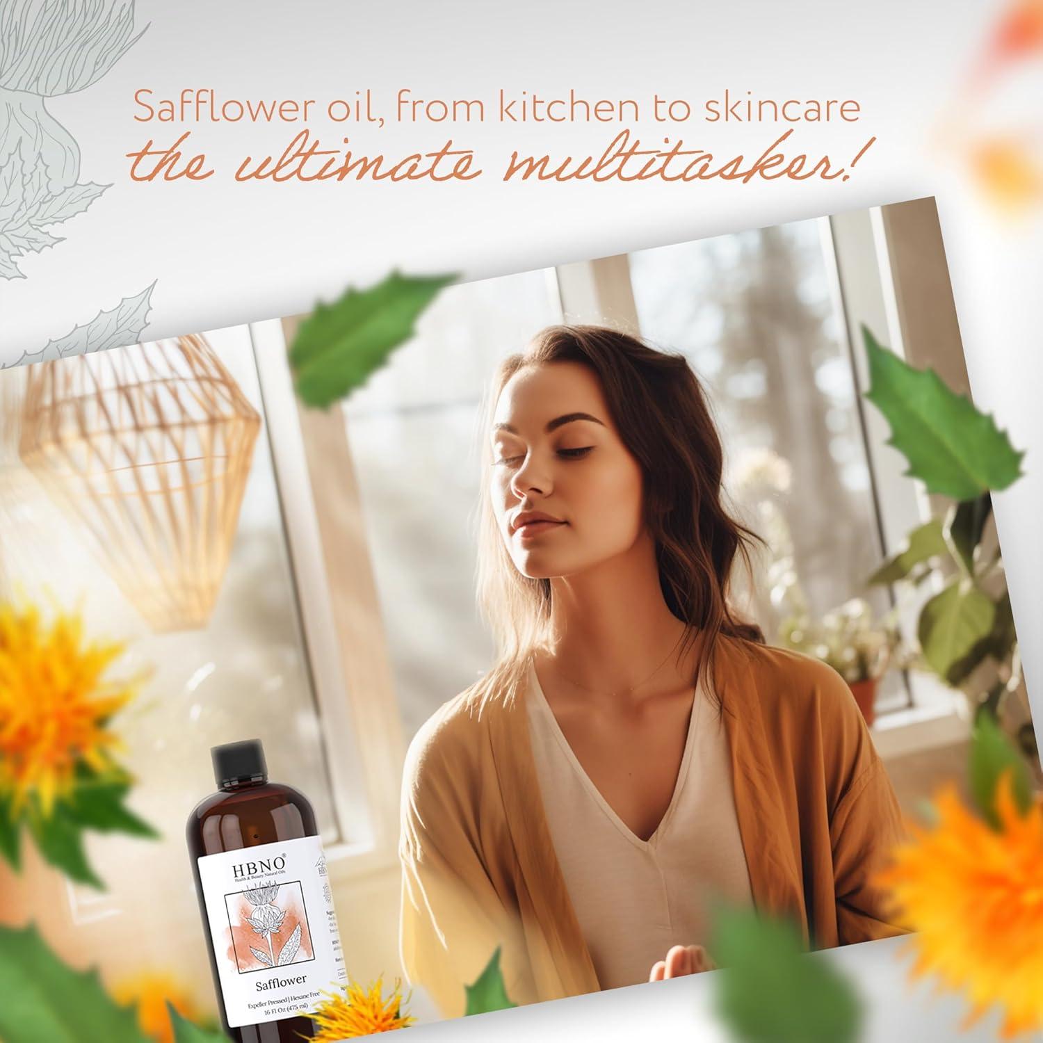 Aceite de Cártamo Orgánico HBNO 475ml - Alto Oleico para Cuidado Personal