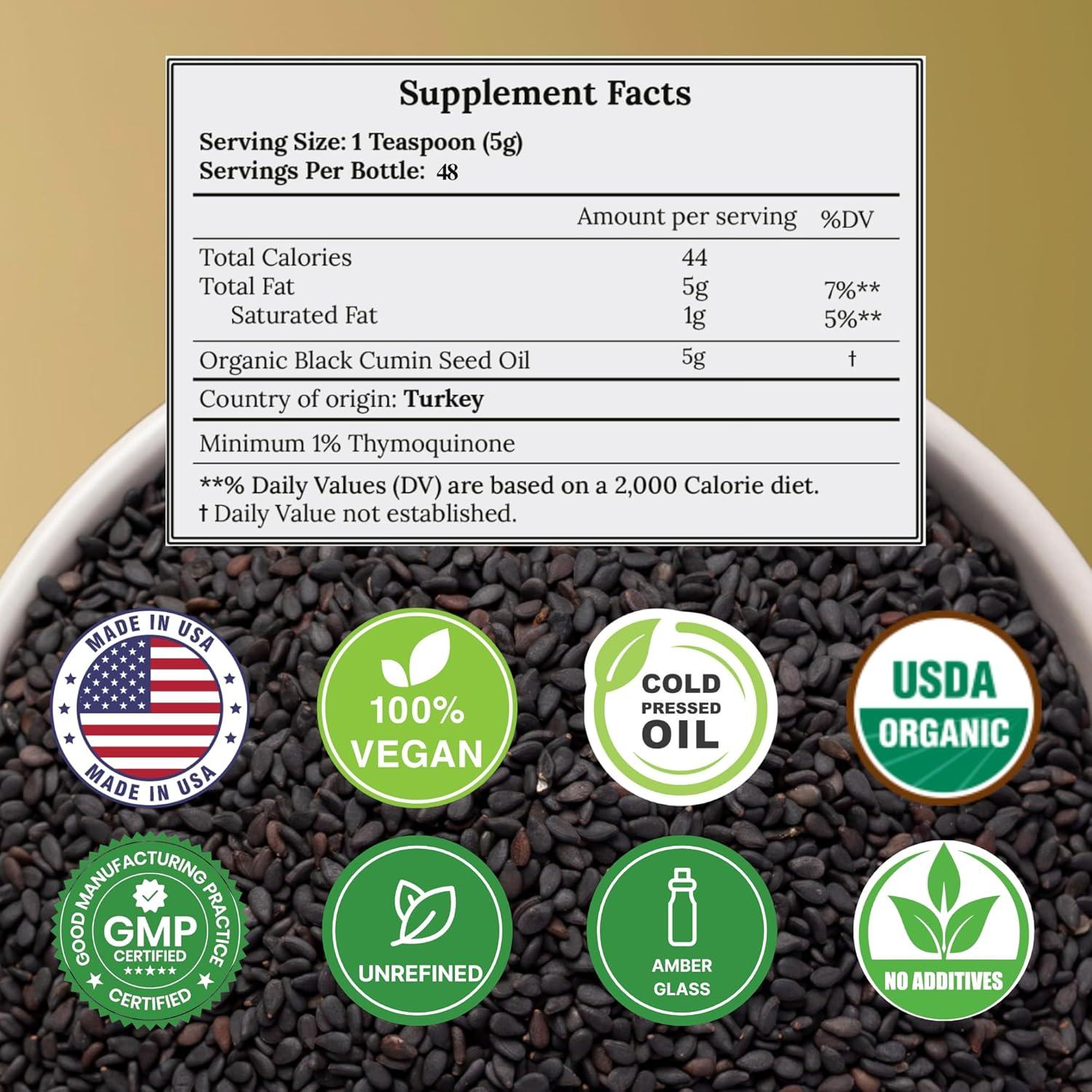 Aceite de Semilla Negra Orgánico C Care 236.6 ml Prensado en Frío