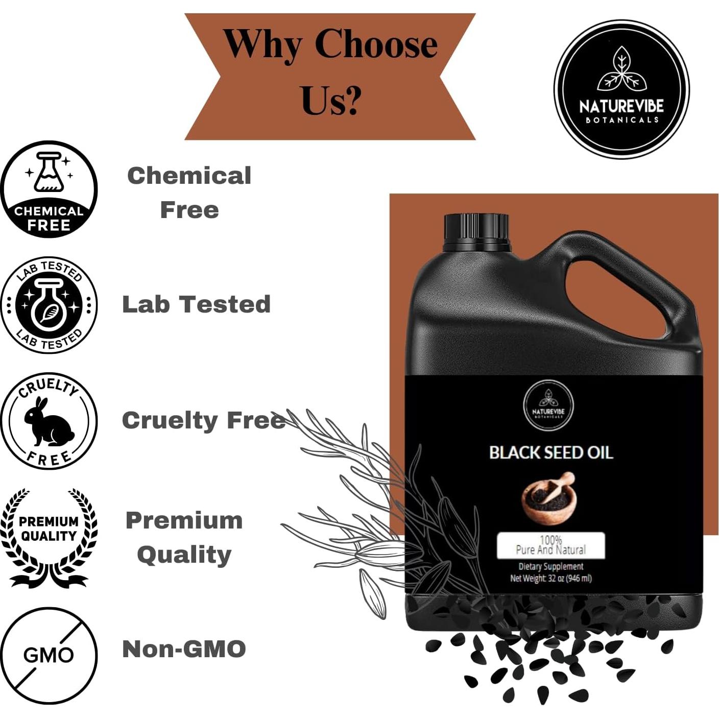 Aceite de Semilla Negra Naturevibe 907g Prensado en Frío Omega 3 6 9