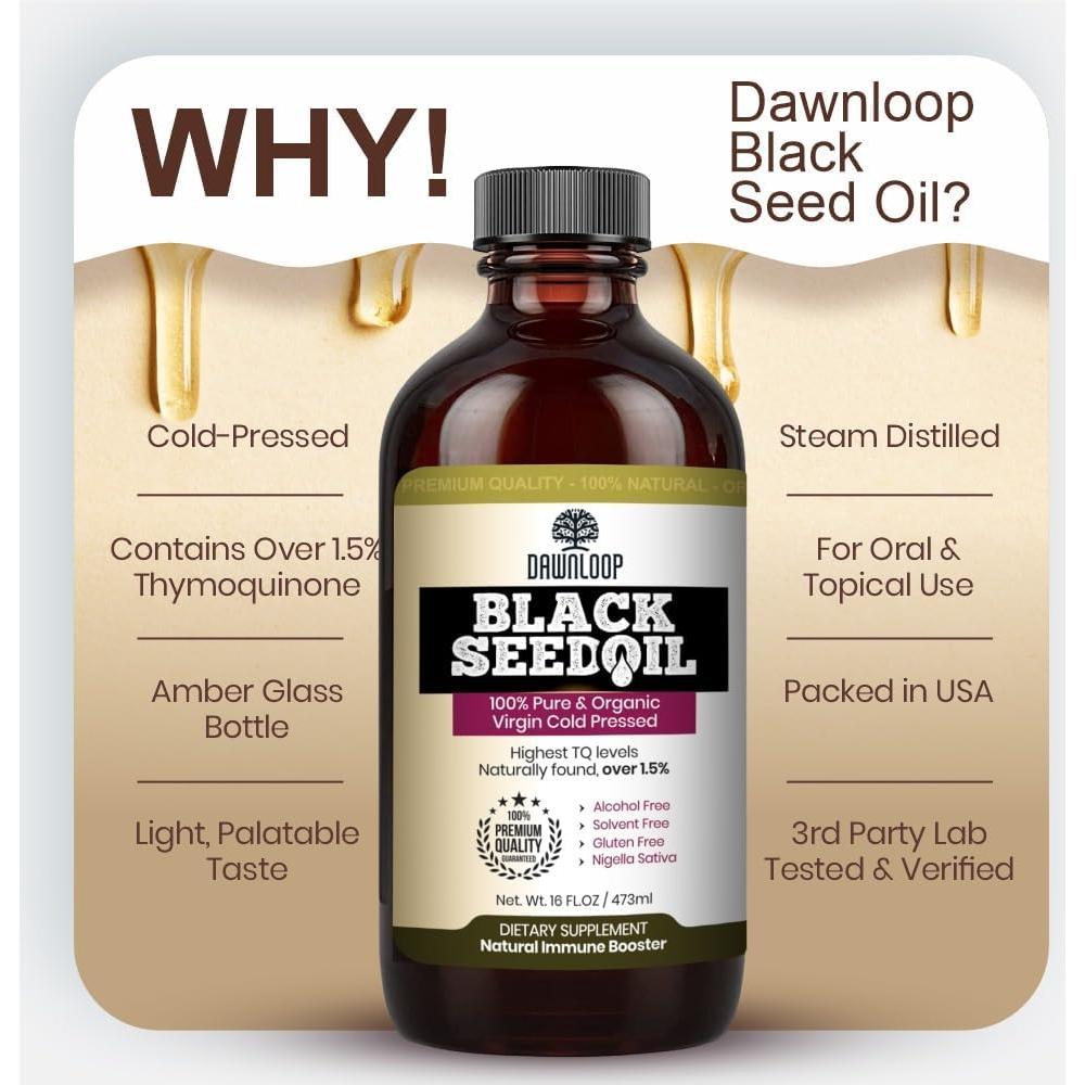 Aceite de Semilla Negra Orgánico Dawnloop 118ml - 100% Puro