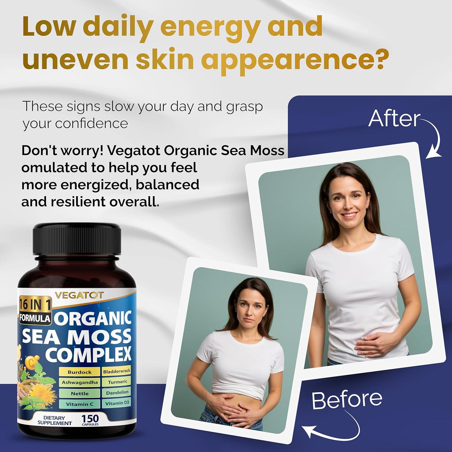 Suplemento de Musgo Marino Vegatot 150 Cápsulas - Inmunidad y Piel