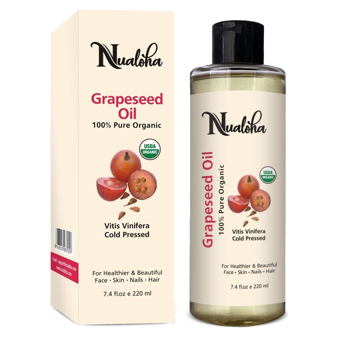 Aceite de Semilla de Uva Orgánico Nualoha 220 ML - Hidratante Facial y Capilar