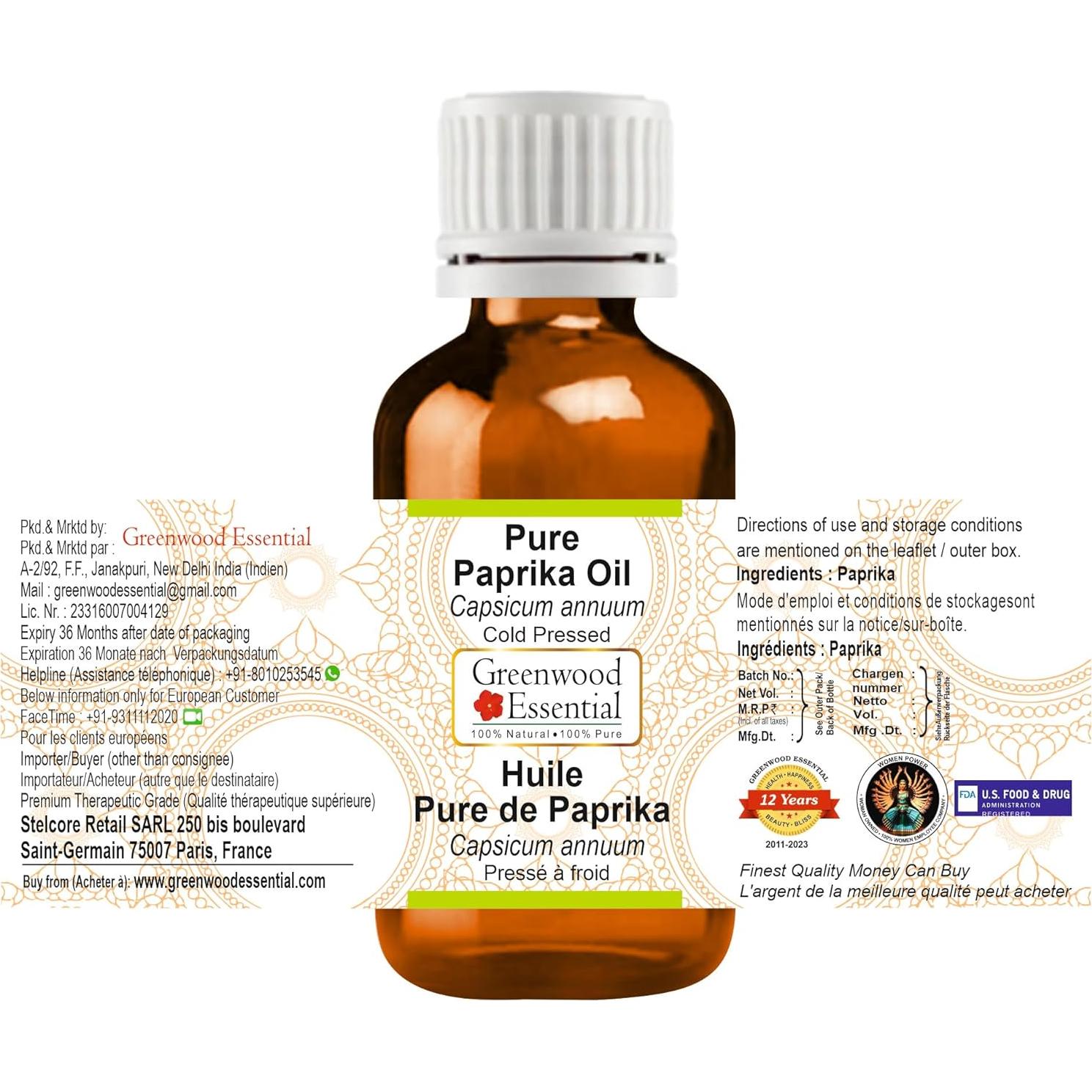 Aceite Esencial de Pimiento Paprika Puro Greenwood 10ml