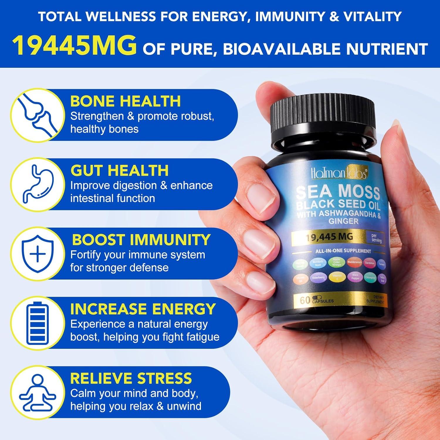 Cápsulas de Aceite de Semilla Negra Musgo Marino 60 Unidades