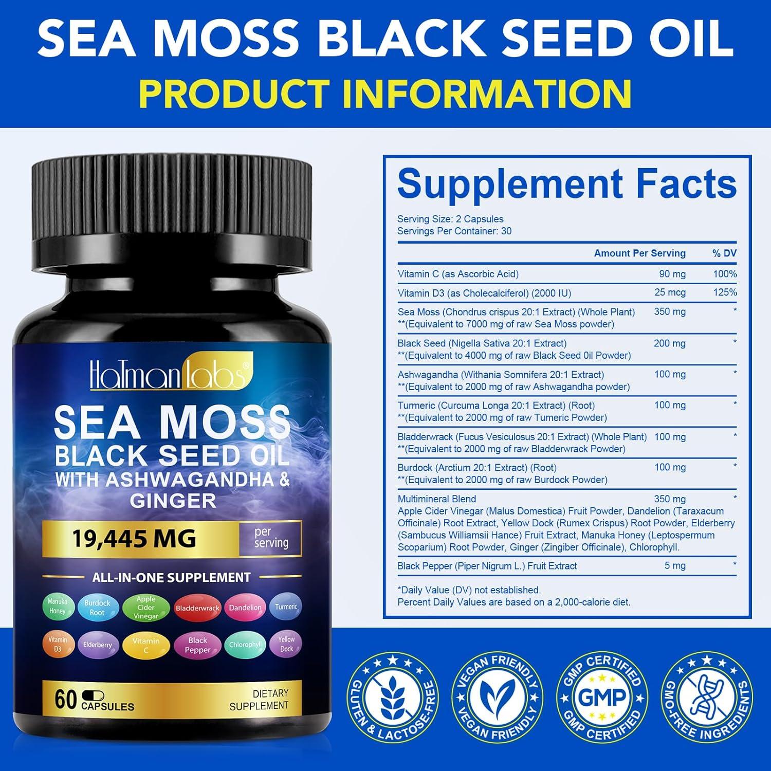 Cápsulas de Aceite de Semilla Negra Musgo Marino 60 Unidades