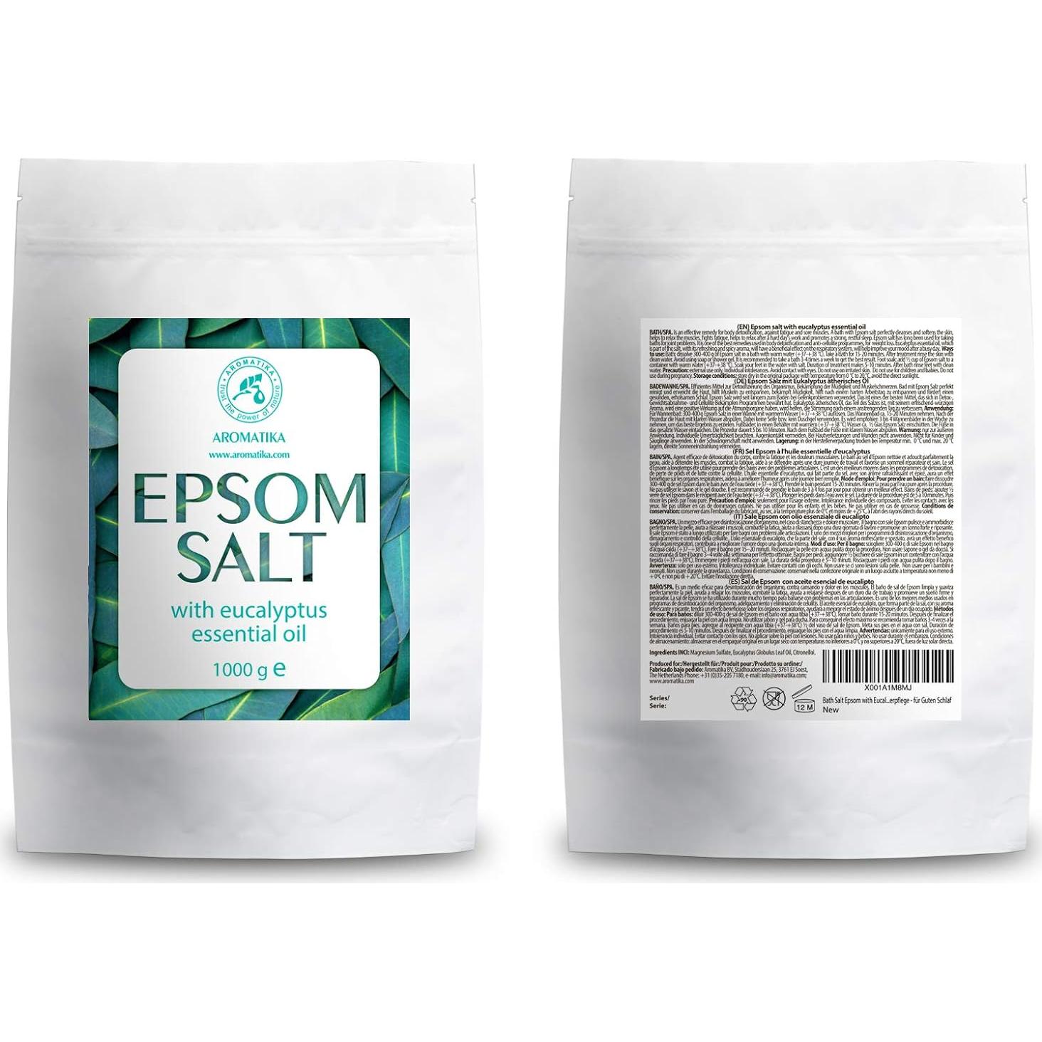 Sal de Baño Epsom Eucalipto 1kg - Aromatika - Relajación y Cuidado de la Piel