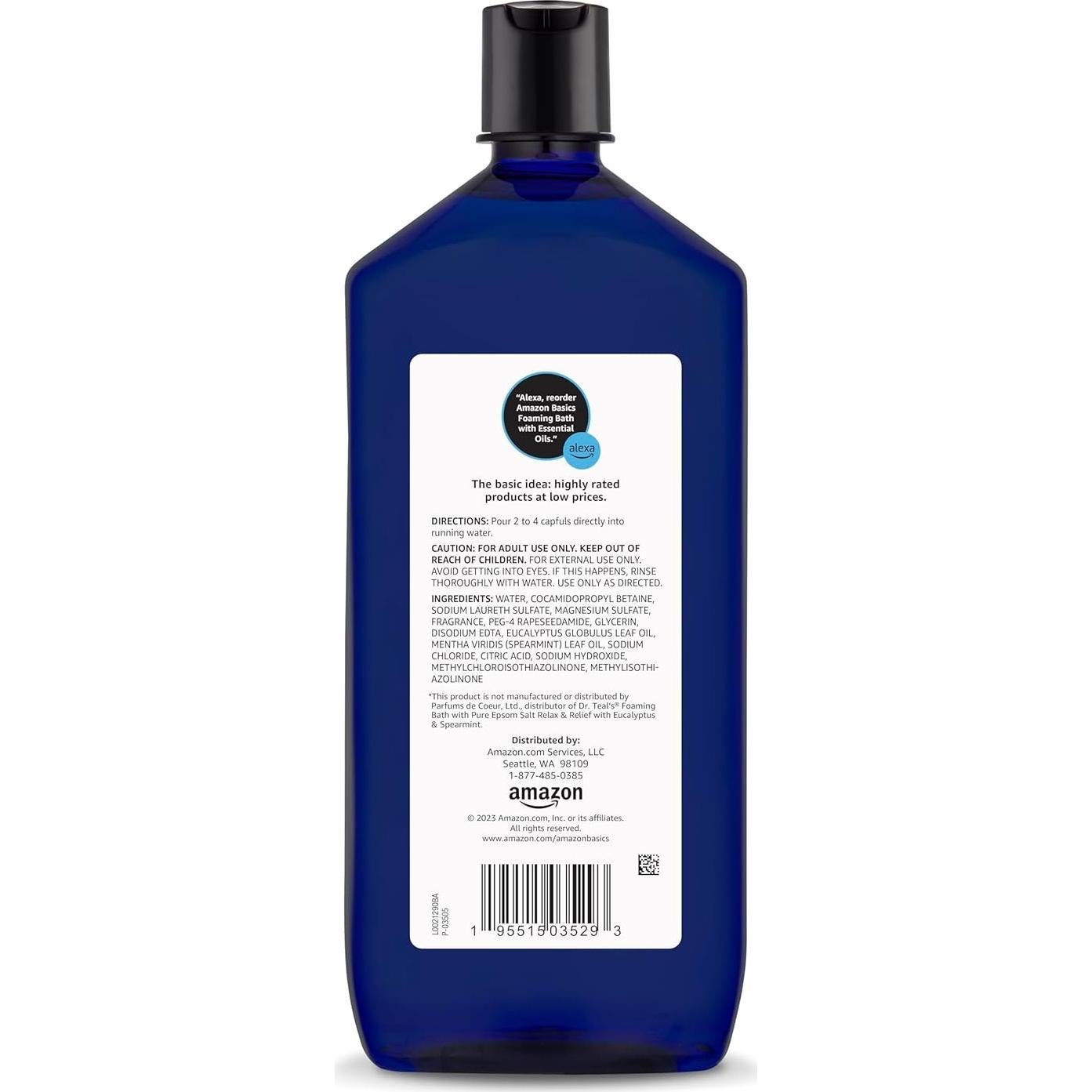 Baño Espumoso Aromatizado Eucalipto y Menta 1000 ml Amazon Basics