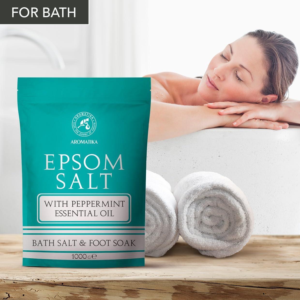 Sal de Baño de Epsom 1kg AROMATIKA con Aceite de Menta