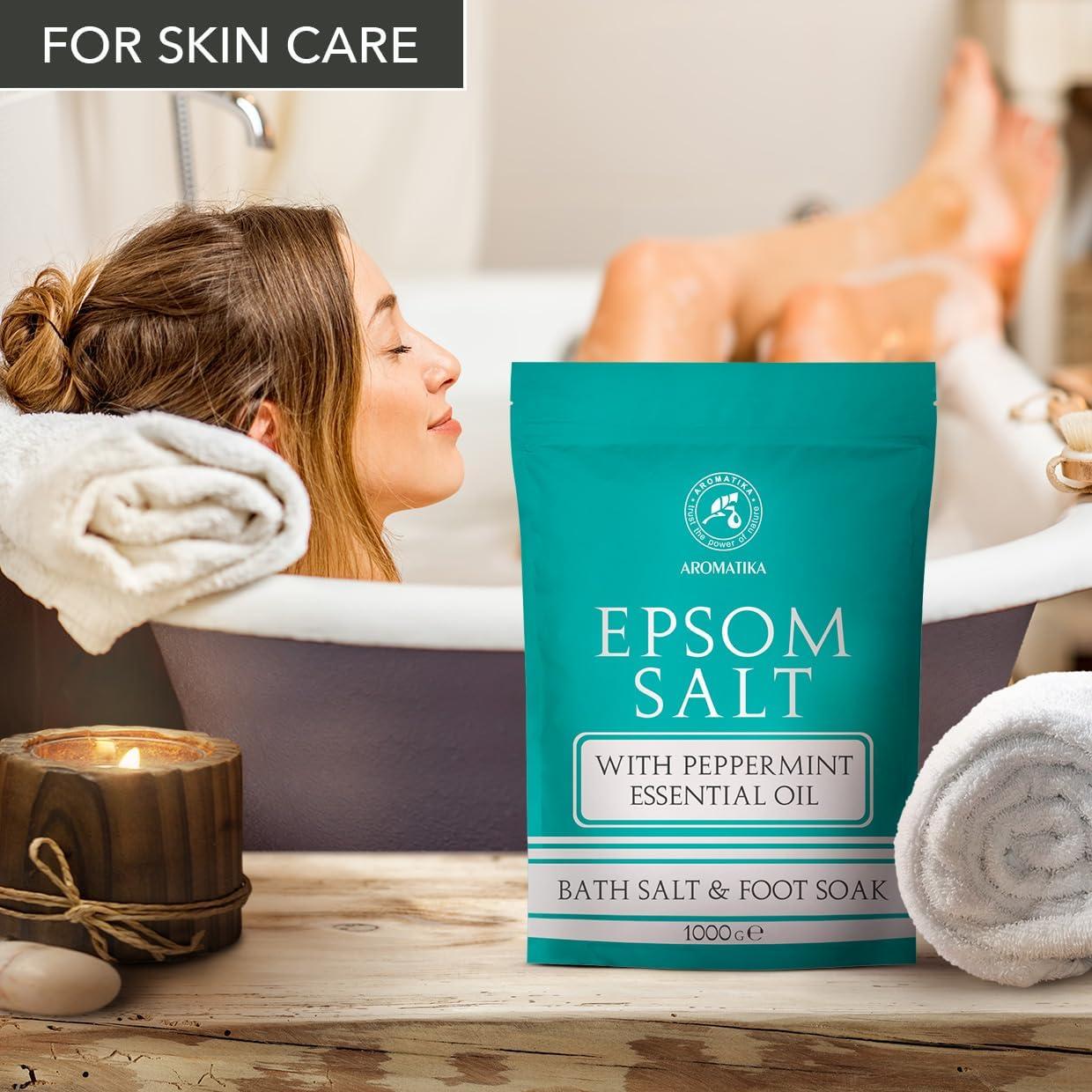 Sal de Baño de Epsom 1kg AROMATIKA con Aceite de Menta