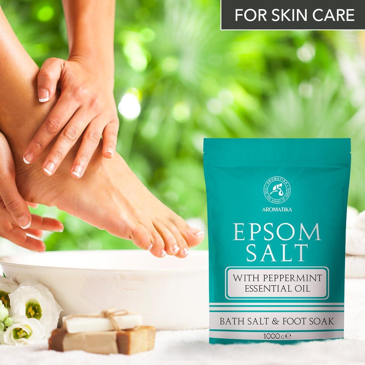 Sal de Baño de Epsom 1kg AROMATIKA con Aceite de Menta
