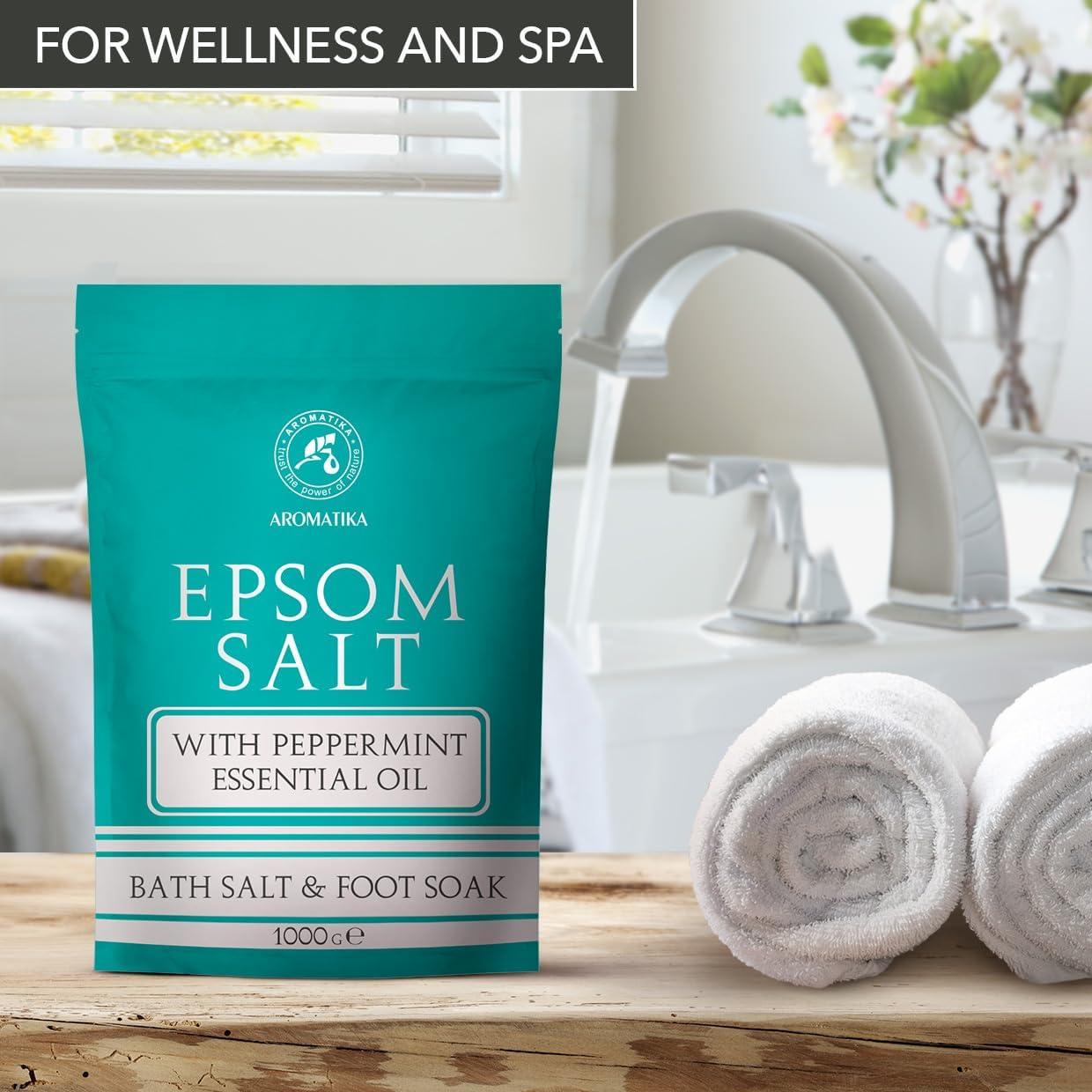 Sal de Baño de Epsom 1kg AROMATIKA con Aceite de Menta
