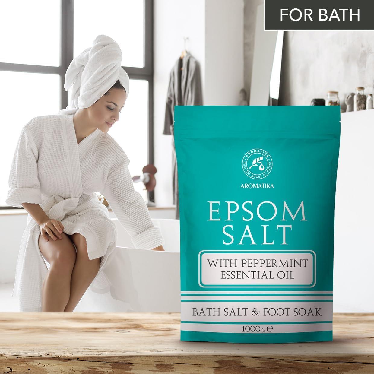 Sal de Baño de Epsom 1kg AROMATIKA con Aceite de Menta