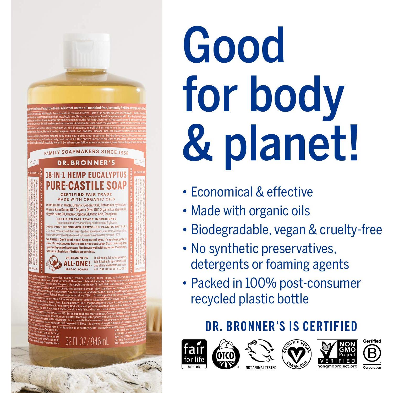 Jabón Líquido Eucalipto Dr. Bronner 2-Pack 0.95L Vegano