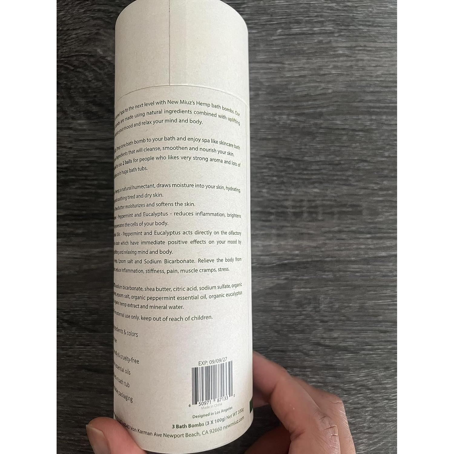 Bombas de Baño de Cañamo New Miuz Menta Eucalipto 3 Unidades