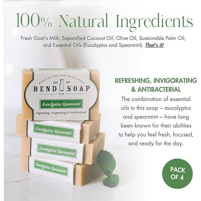 Jabón de Leche de Cabra Bend Soap 4 Piezas 127g Eucalipto y Menta