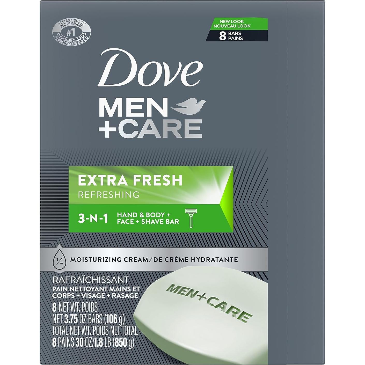 Dove Men+Care Limpiador en Barra 3 en 1 y Jabón Corporal Eucalipto