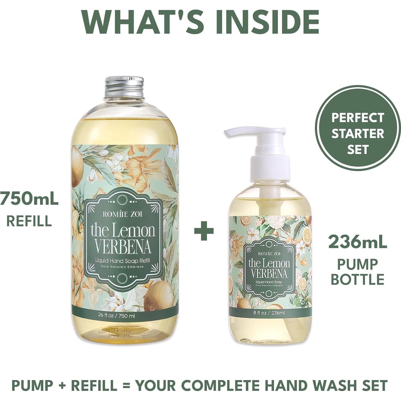 Conjunto de Jabón de Mano ROMIIE ZOI 750ml + 236ml Verbena