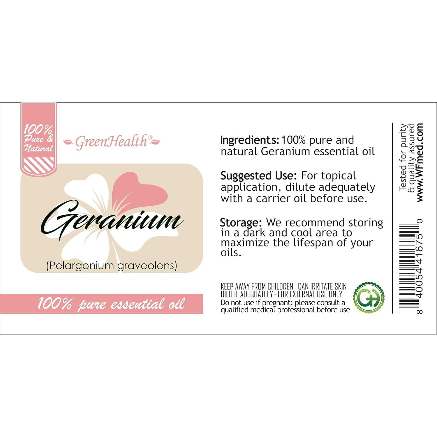 Aceite Esencial de Geranio 100% Puro GreenHealth 59 ml