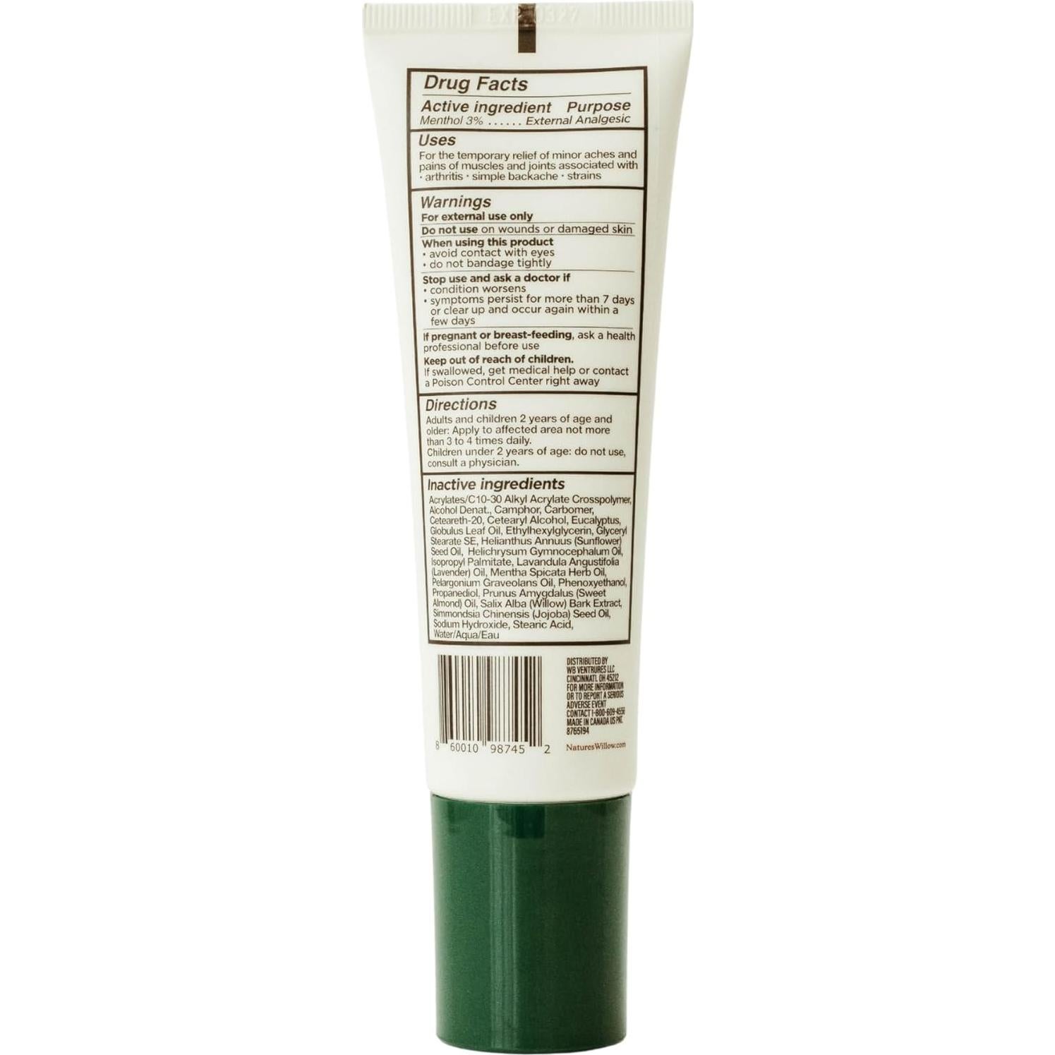 Roll-On Alivio del Dolor Nature's Willow 91.44 ml - Natural y Efectivo