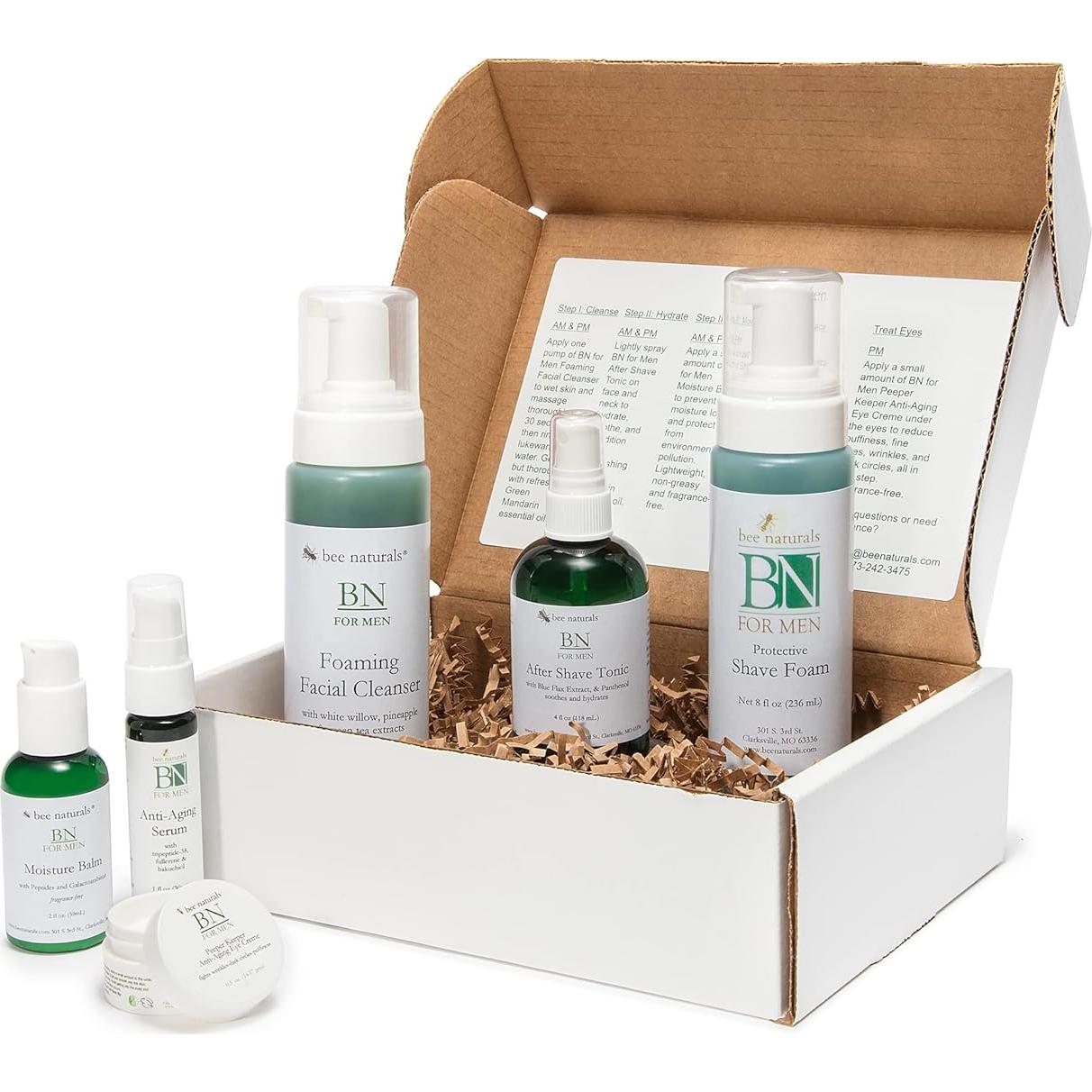 Kit de Cuidado de la Piel para Hombres Bee Naturals - 6 Productos
